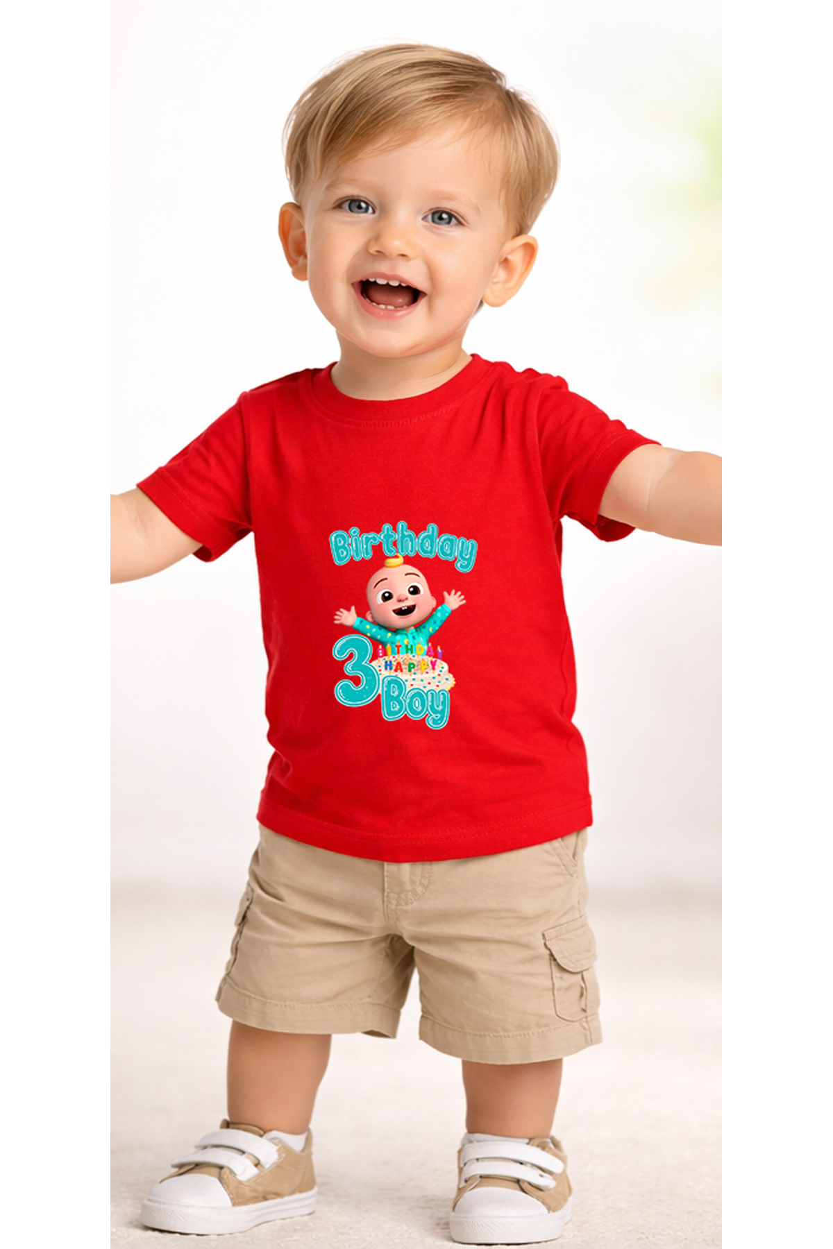 petite pati Kırmızı Cocobirthday3 Bebek Tişört %100 Pamuk Penye Çocuk Tshirt Baskılı fotoğrafı 2 (önizleme)