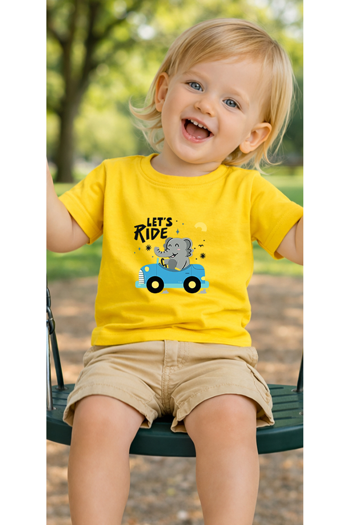 petite pati Sarı Letsride Bebek Tişört %100 Pamuk Penye Çocuk Tshirt Baskılı fotoğrafı 3 (önizleme)