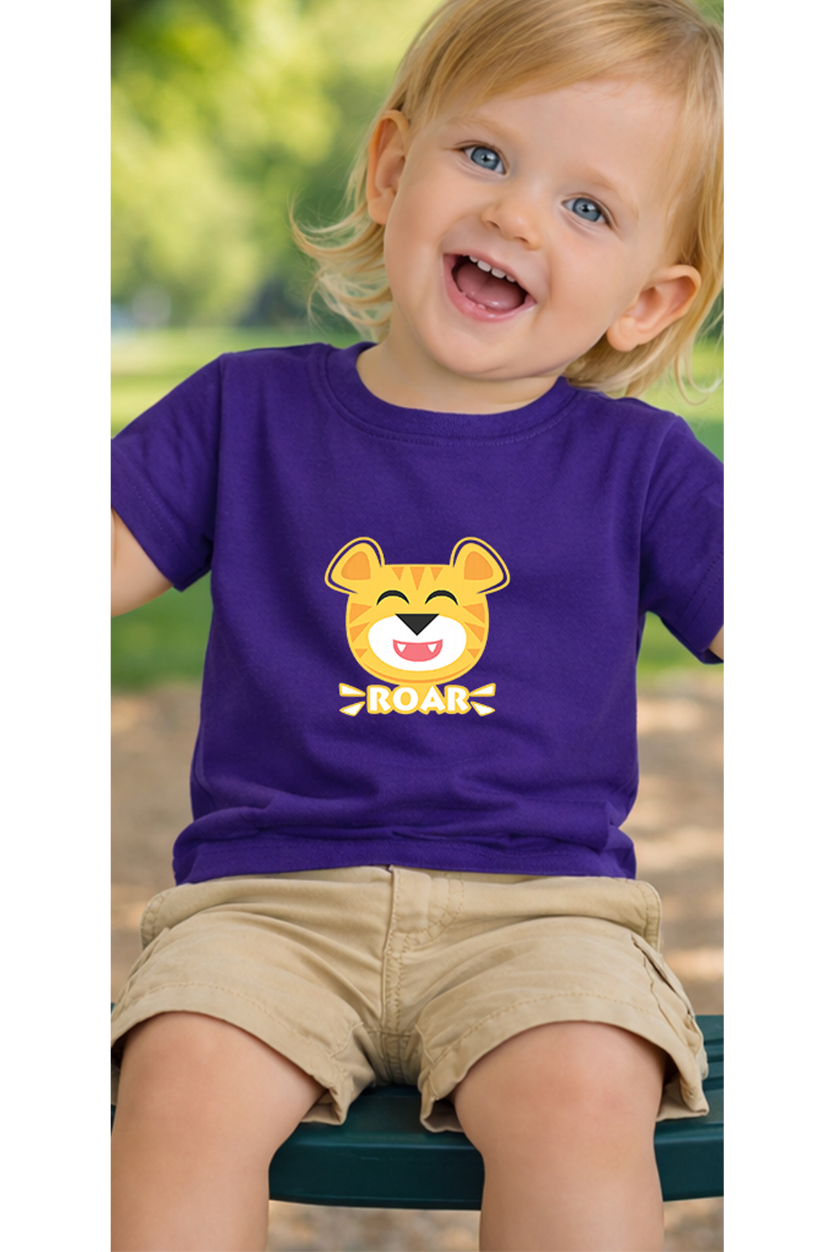 petite pati Mor Roarlion Bebek Tişört %100 Pamuk Penye Çocuk Tshirt Baskılı fotoğrafı 3 (önizleme)