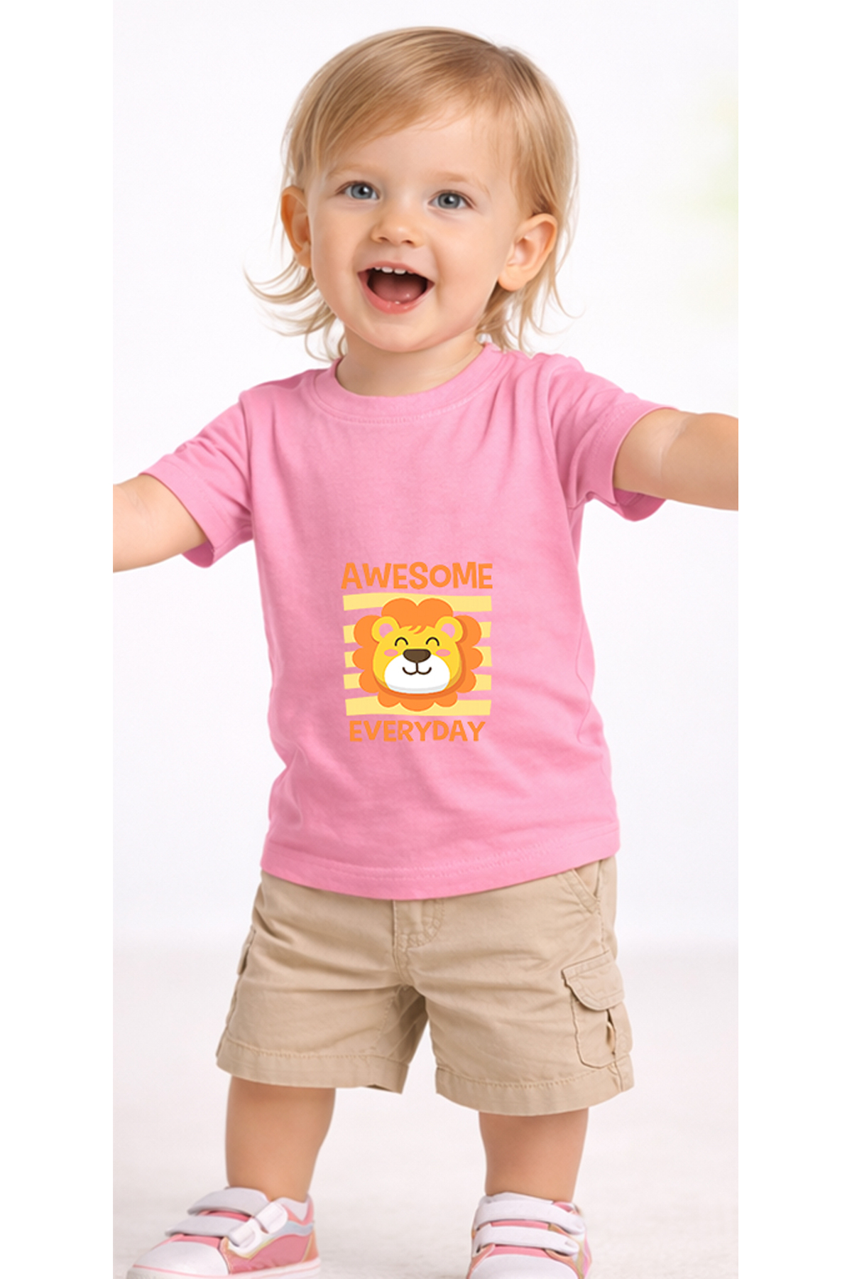 petite pati Pembe Awesomeaslan Bebek Tişört %100 Pamuk Penye Çocuk Tshirt Baskılı fotoğrafı 2 (önizleme)