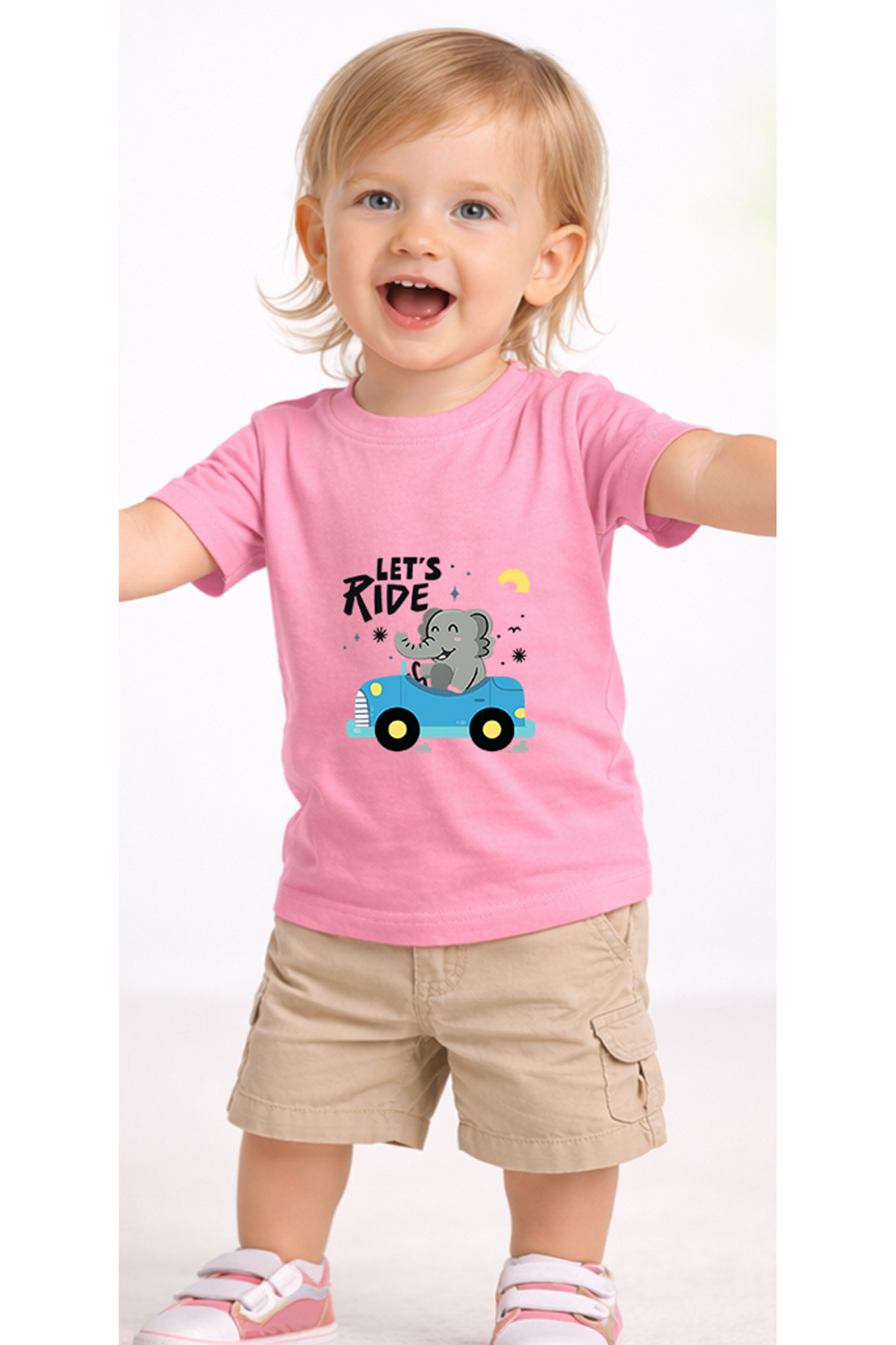 petite pati Pembe Letsride Bebek Tişört %100 Pamuk Penye Çocuk Tshirt Baskılı fotoğrafı 2 (önizleme)