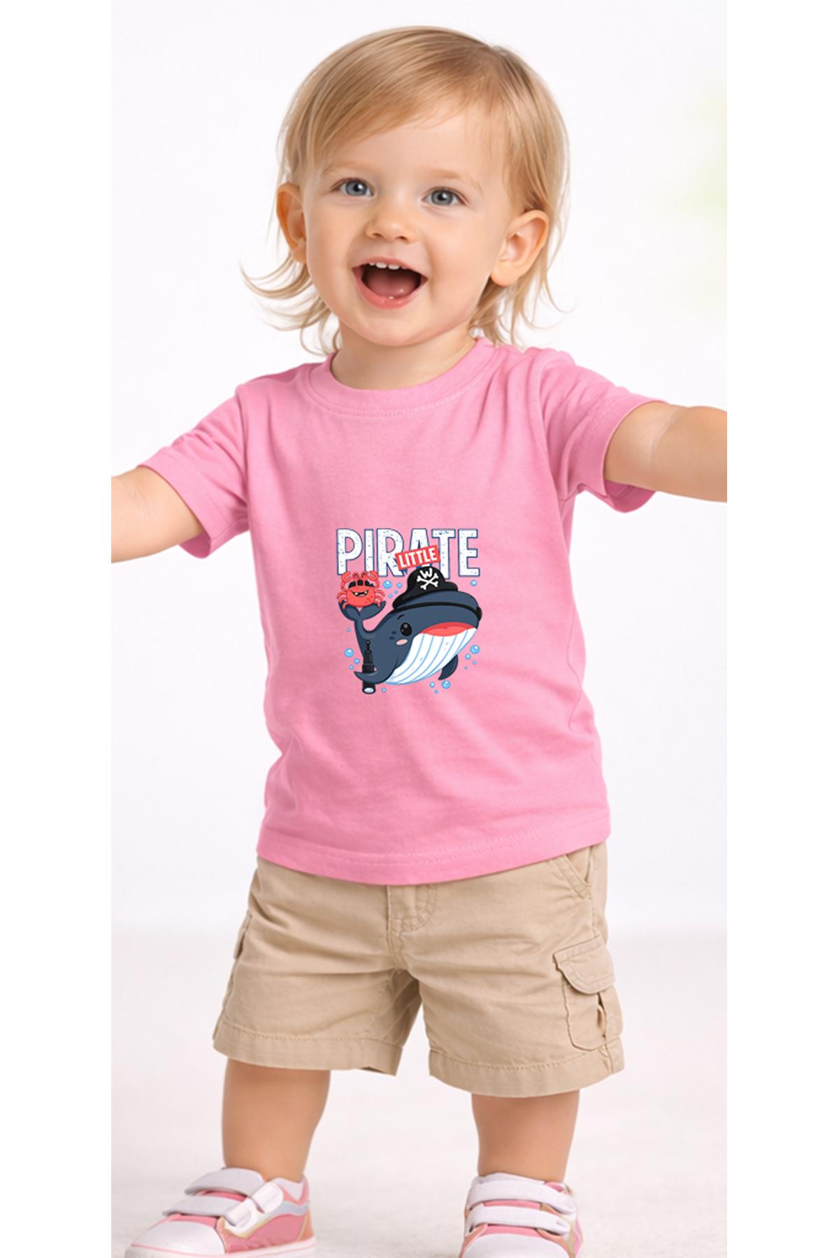 petite pati Pembe Whalecrab Bebek Tişört %100 Pamuk Penye Çocuk Tshirt Baskılı fotoğrafı 2 (önizleme)