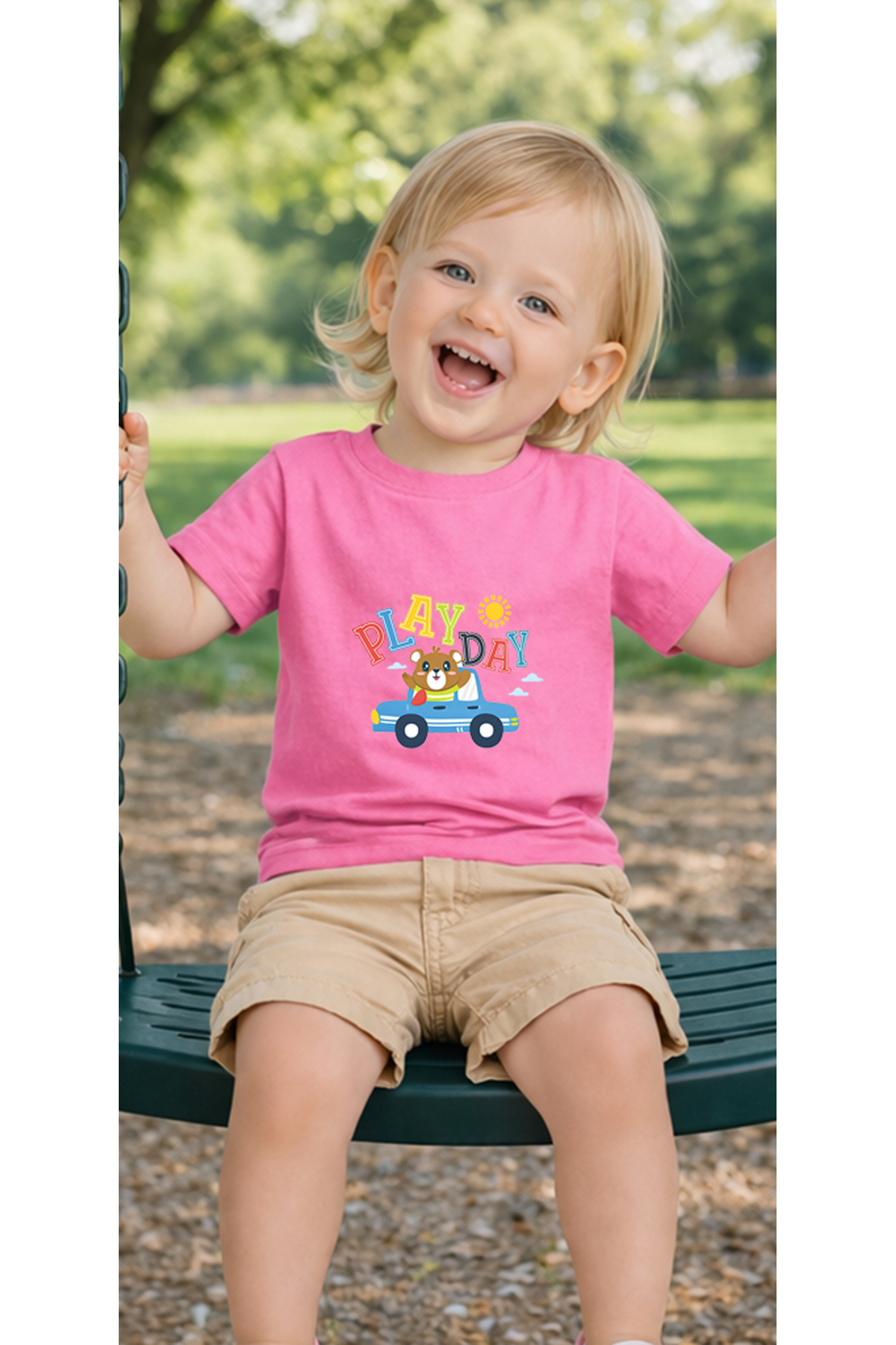 petite pati Pembe Playtimecat Bebek Tişört %100 Pamuk Penye Çocuk Tshirt Baskılı fotoğrafı 3 (önizleme)
