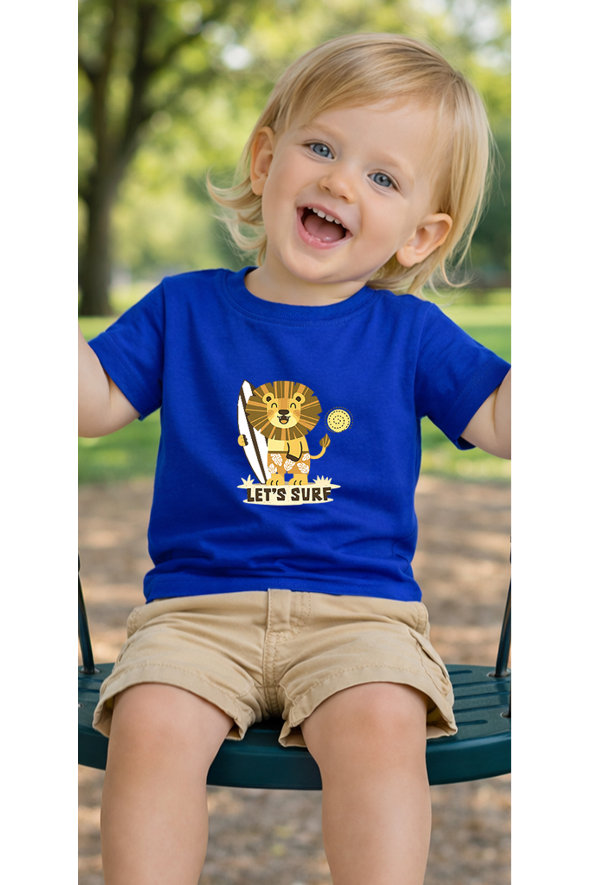 petite pati Mavi Letssurf Bebek Tişört %100 Pamuk Penye Çocuk Tshirt Baskılı fotoğrafı 3 (önizleme)