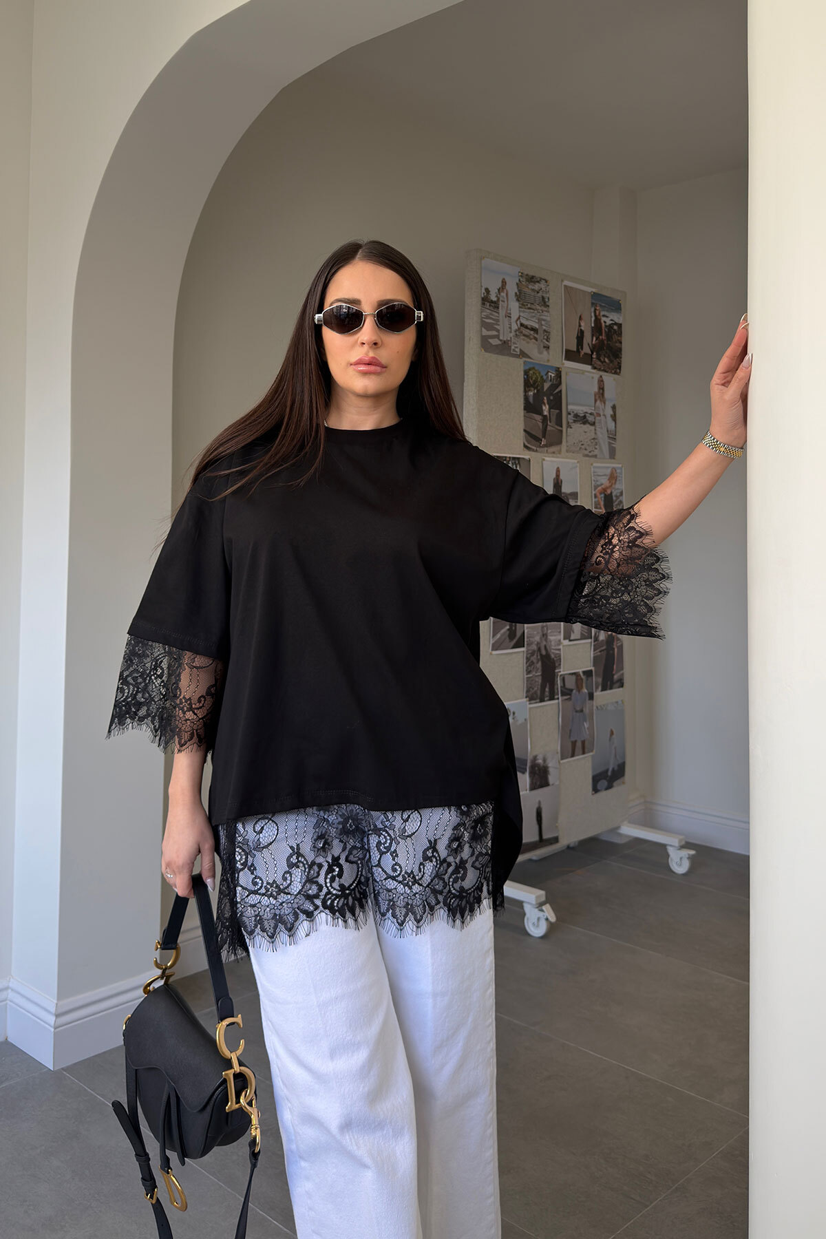 MAGARDE  Dantel Detay Premium Bluz- SİYAH - Görsel 7