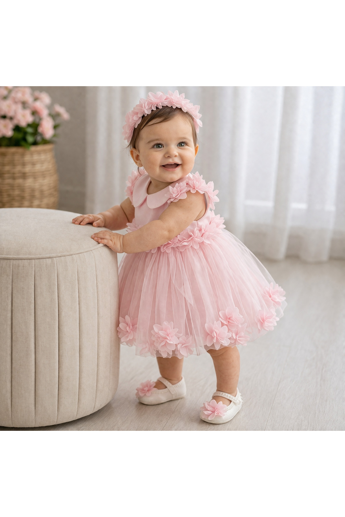 Queen tasarım Kız Çocuk Pembe Tütü Elbise – Prenses Elbise 2-5 Yaş