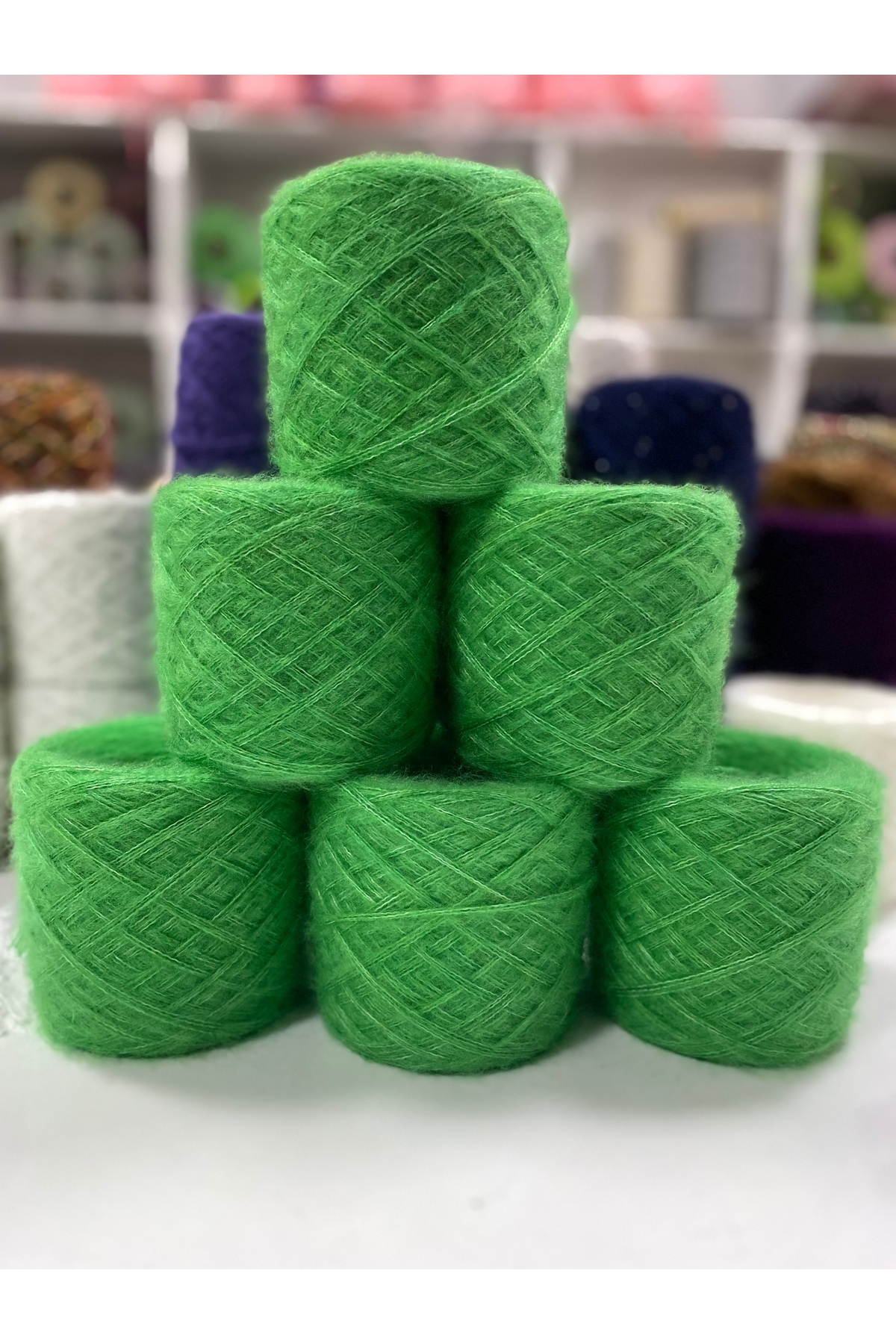 Hand knitting yarn moher acrylic color spring green visual clear 600gr