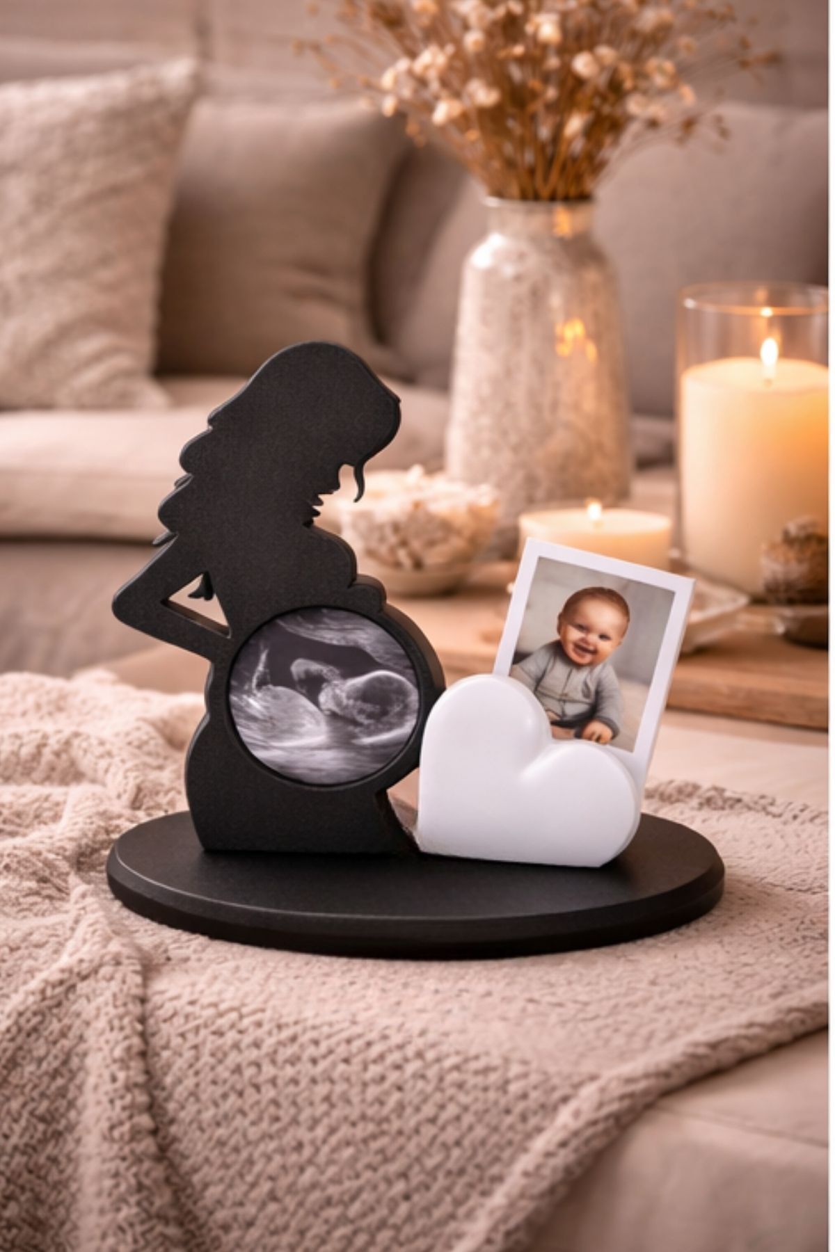 Minytrendy Hamile Anne Ultrason Fotoğraf Çerçevesi Kalpli Fotoğraf Tutucu Yenidoğan Hatırası Hamile Hediyesi fotoğrafı 4 (önizleme)