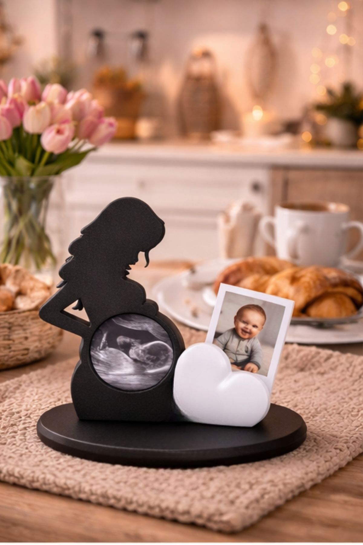 Minytrendy Hamile Anne Ultrason Fotoğraf Çerçevesi Kalpli Fotoğraf Tutucu Yenidoğan Hatırası Hamile Hediyesi fotoğrafı 3 (önizleme)