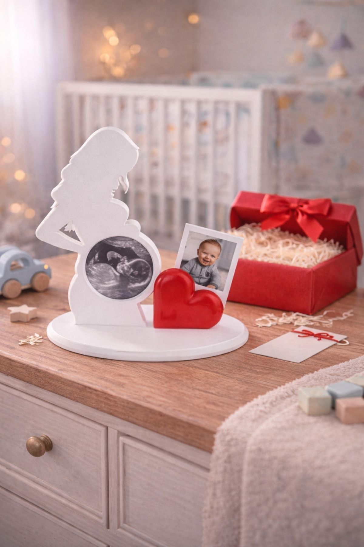 Minytrendy Hamile Anne Ultrason Fotoğraf Çerçevesi Kalpli Fotoğraf Tutucu Yenidoğan Hatırası Hamile Hediyesi fotoğrafı 2 (önizleme)