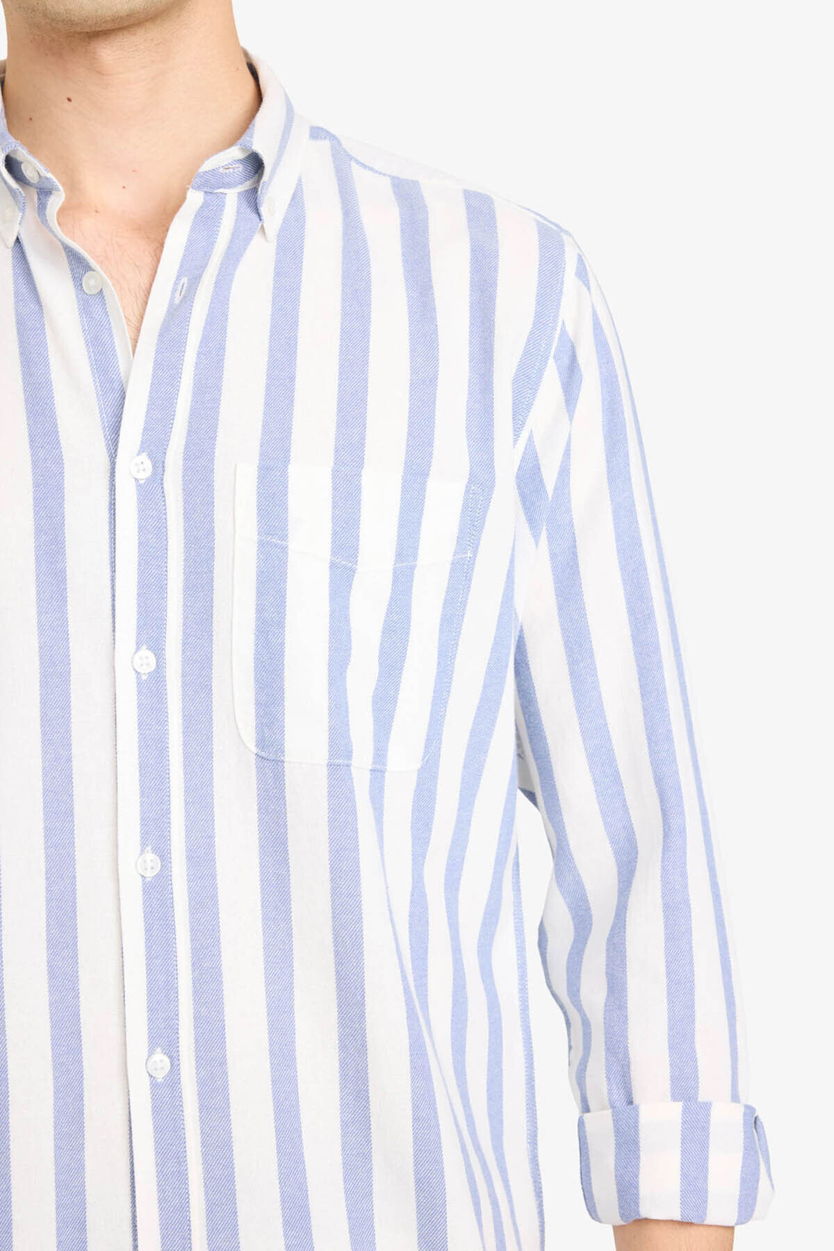 %100 Pamuk REGULAR Fit Çizgili Gömlek D6114AX26SP — آبی — تصویر 4 از 5