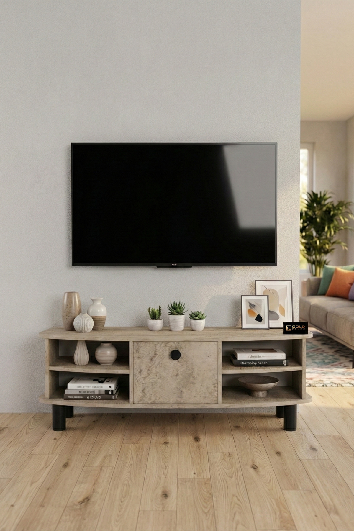 Goldfalez Vienna TV Sehpası Suntalam Ekru 136x44 cm