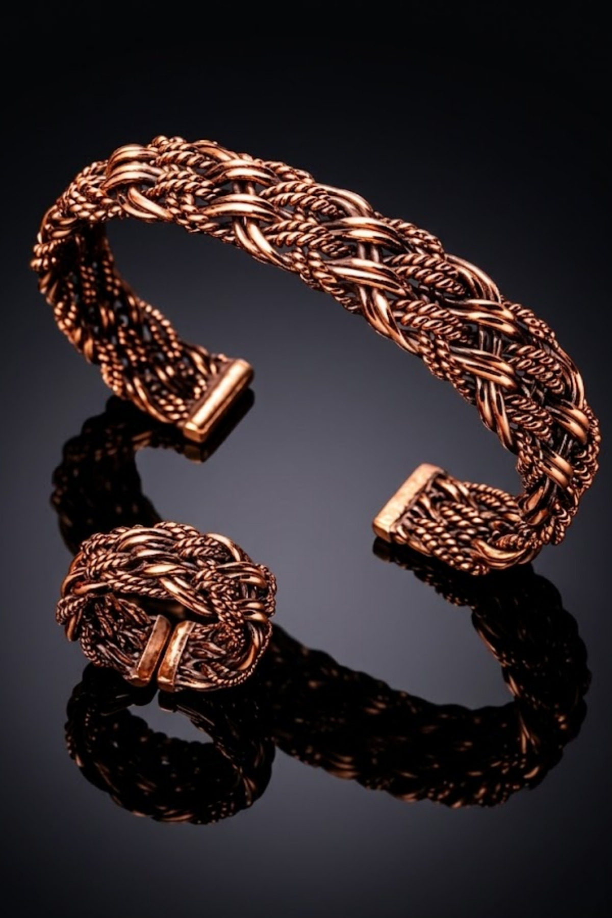 Women's Copper Set - Knitted Ring and Bracelet Copper Set