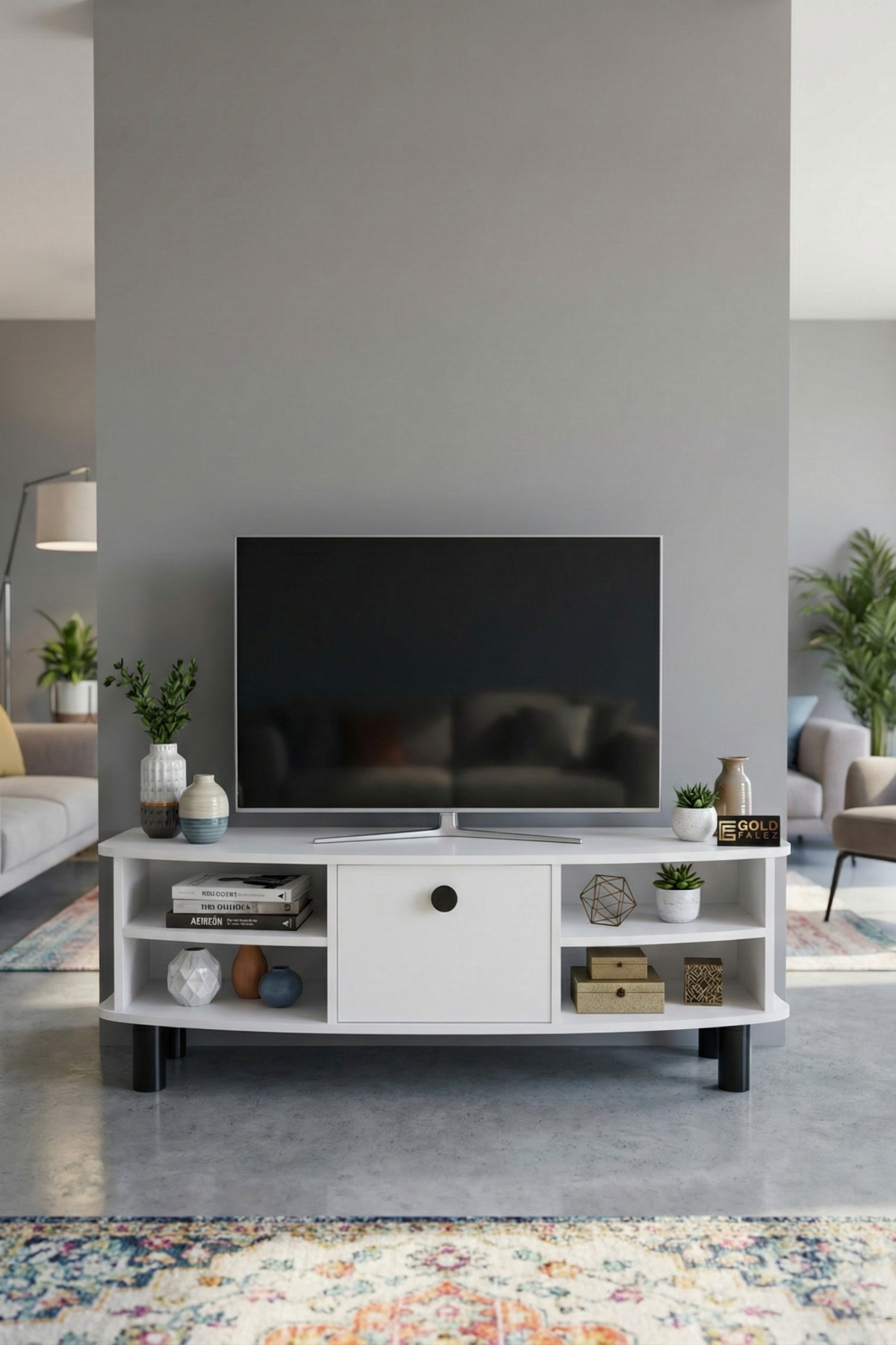 Goldfalez Vienna TV Sehpası Suntalam Beyaz 136x44 cm
