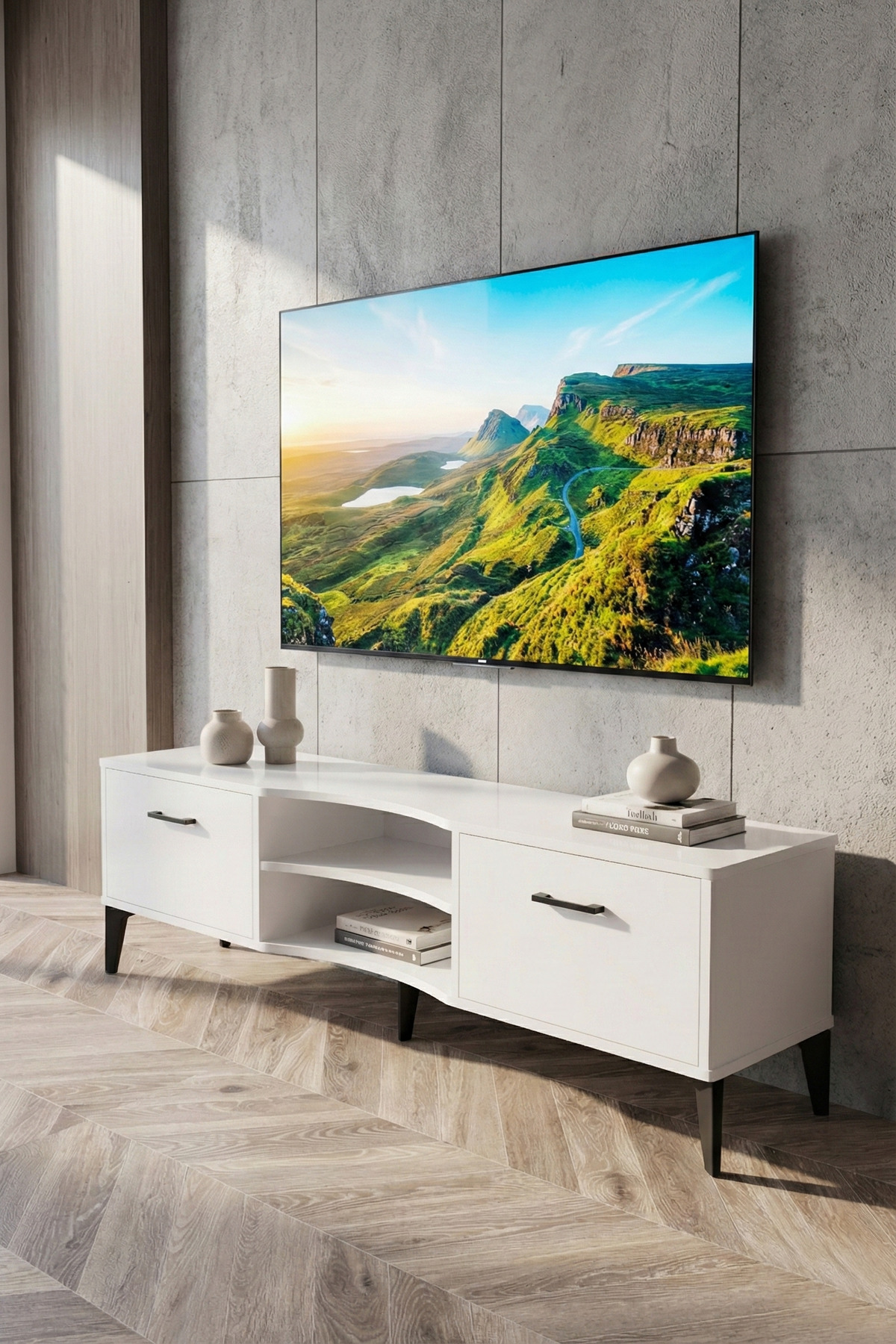 Goldfalez Vera TV Sehpası Suntalam Beyaz 160x35 cm