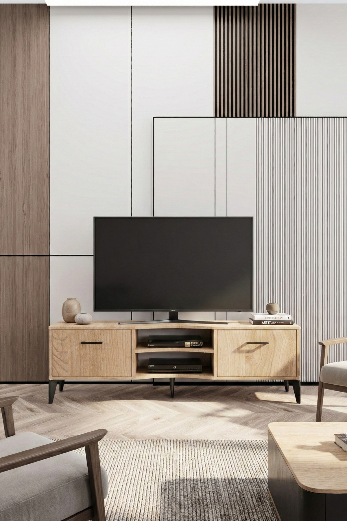Goldfalez Vera TV Sehpası Suntalam Bej 160x35 görsel 2