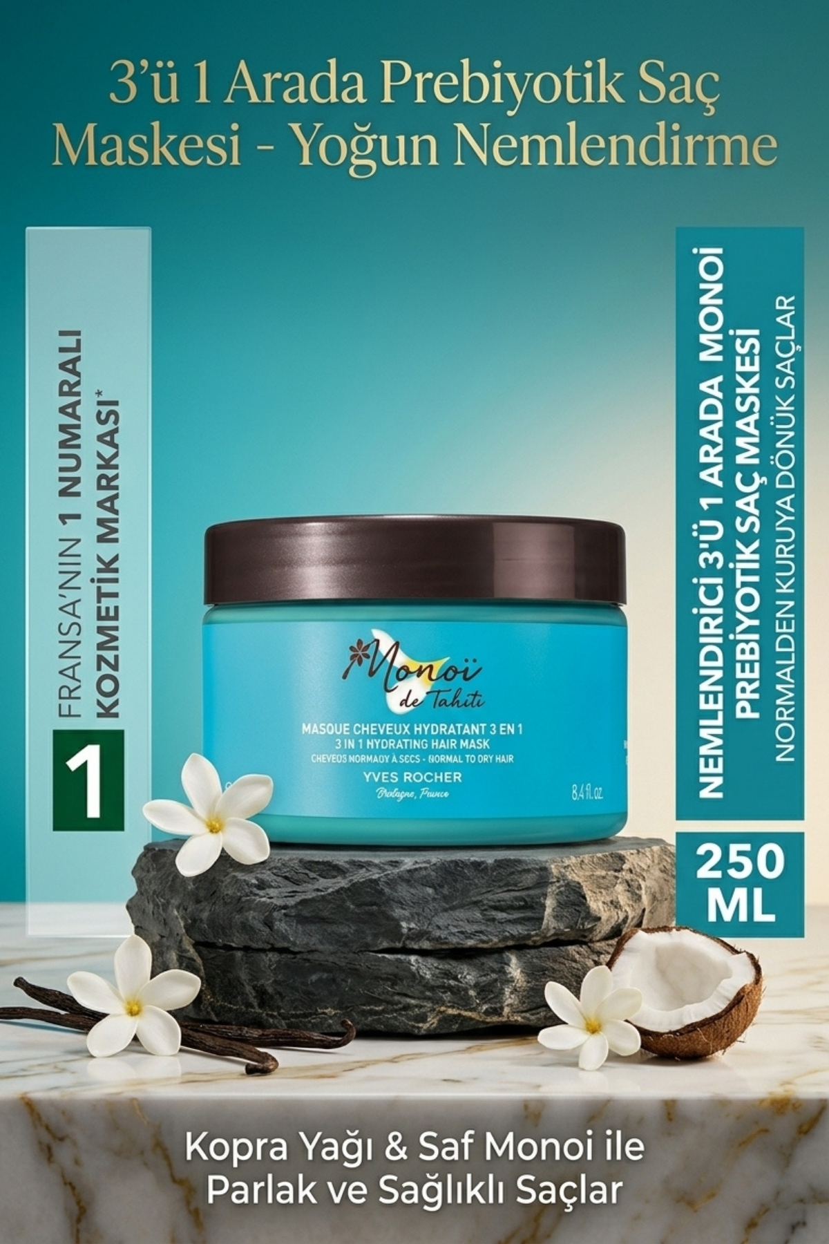 Yves Rocher Kuru Saçlar İçin Monoi 3ü1 Arada Nemlendirici Besleyici Saç Maskesi 250 ml — SACMASK-YVES-BYD-37