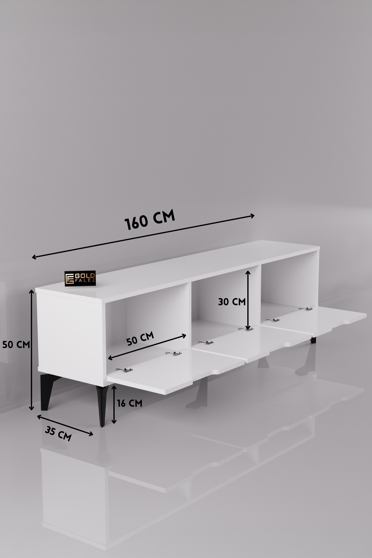 Goldfalez Royal TV Sehpası Suntalam Beyaz 160x35 görsel 2