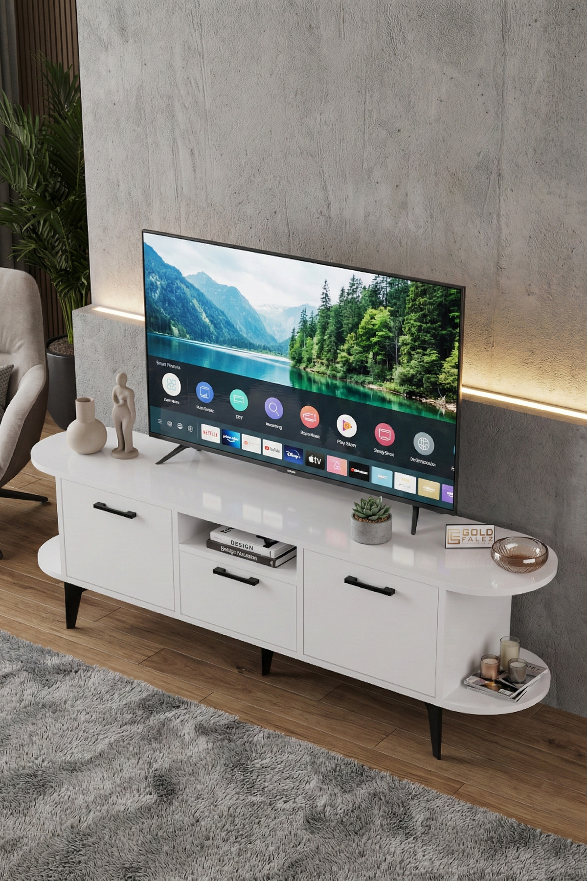 Goldfalez Mira TV Sehpası Suntalam Mavi 160x35 görsel 4