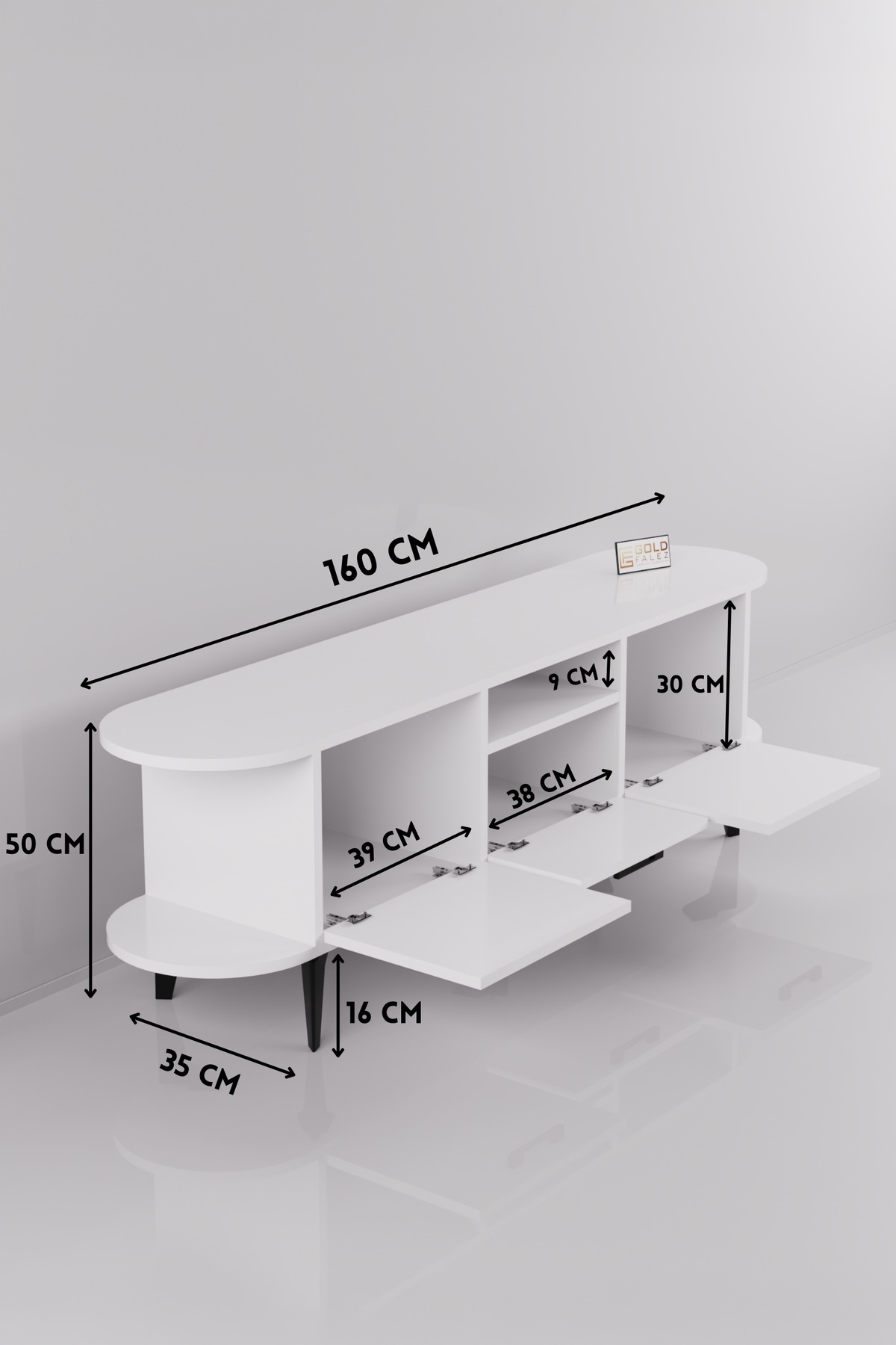Goldfalez Mira TV Sehpası Suntalam Mavi 160x35 görsel 5
