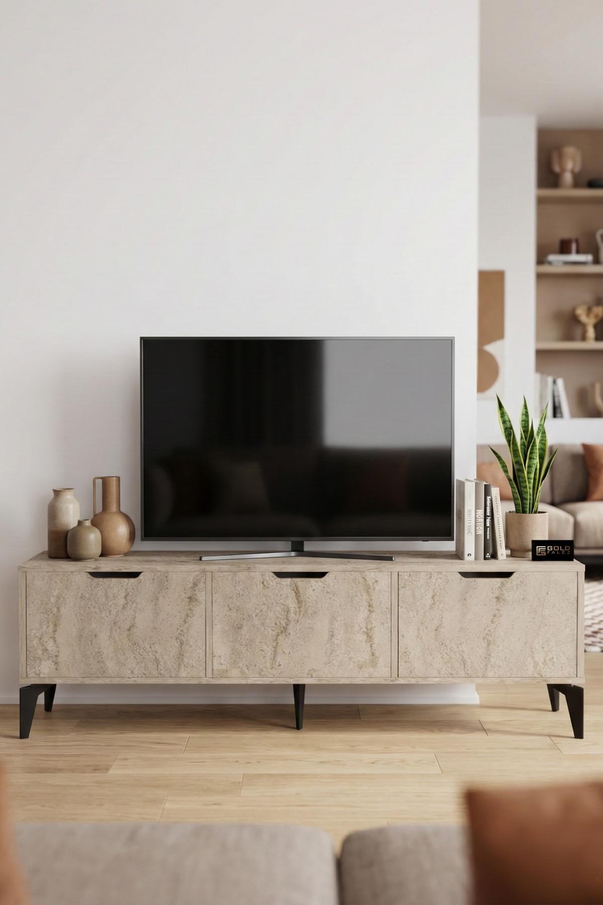 Goldfalez Royal TV Sehpası Suntalam Ekru 160x35