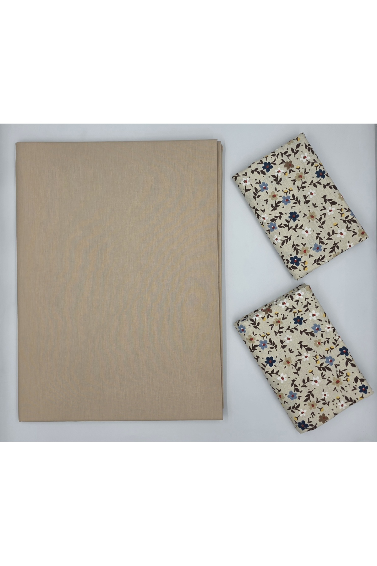 100% ORGANIC COTTON FABRIC SOLID COLOR (WITHOUT RUBBER)BED SHEET+COMBINATION PATTERNED PILLOWCASE* * *
