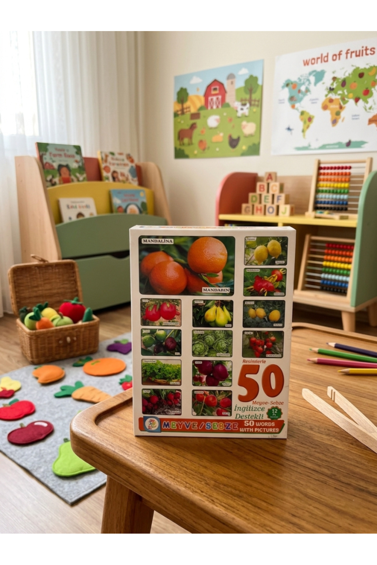 Tıfıl Toys 50 Kartlı Resimli Meyve ve Sebze Eğitici İngilizce Destekli Zeka Oyuncak Kart Oyunu fotoğrafı 2 (önizleme)