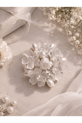 Pretty İnci Kristal Taş Detaylı Çiçekli Gelin Saç Tokası – Nikah & Nişan Akse...
