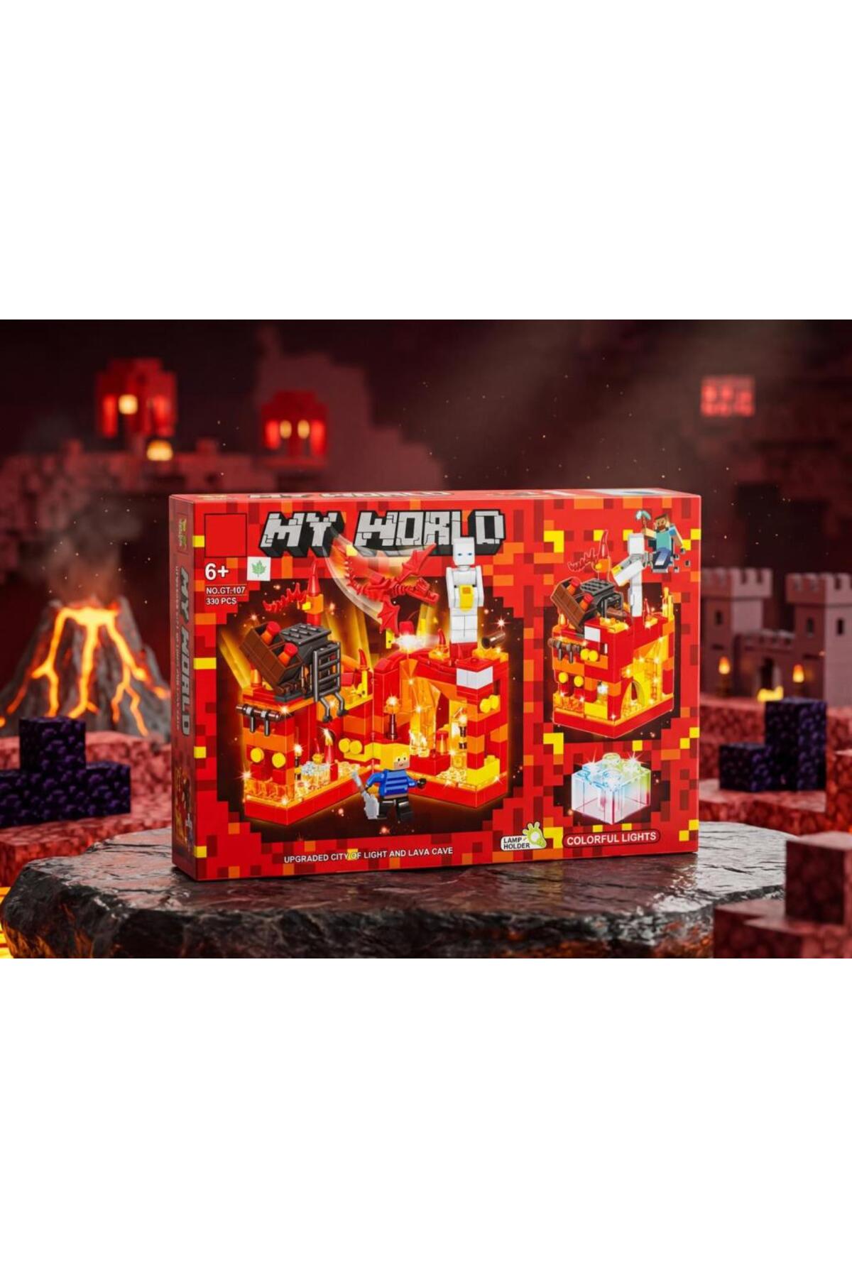 Tıfıl Toys Renkli Işıklı Minecraft Temalı Lav Mağara Seti 330 Parçalı Bloklu Eğitici Yapı Oyuncak fotoğrafı 4 (önizleme)
