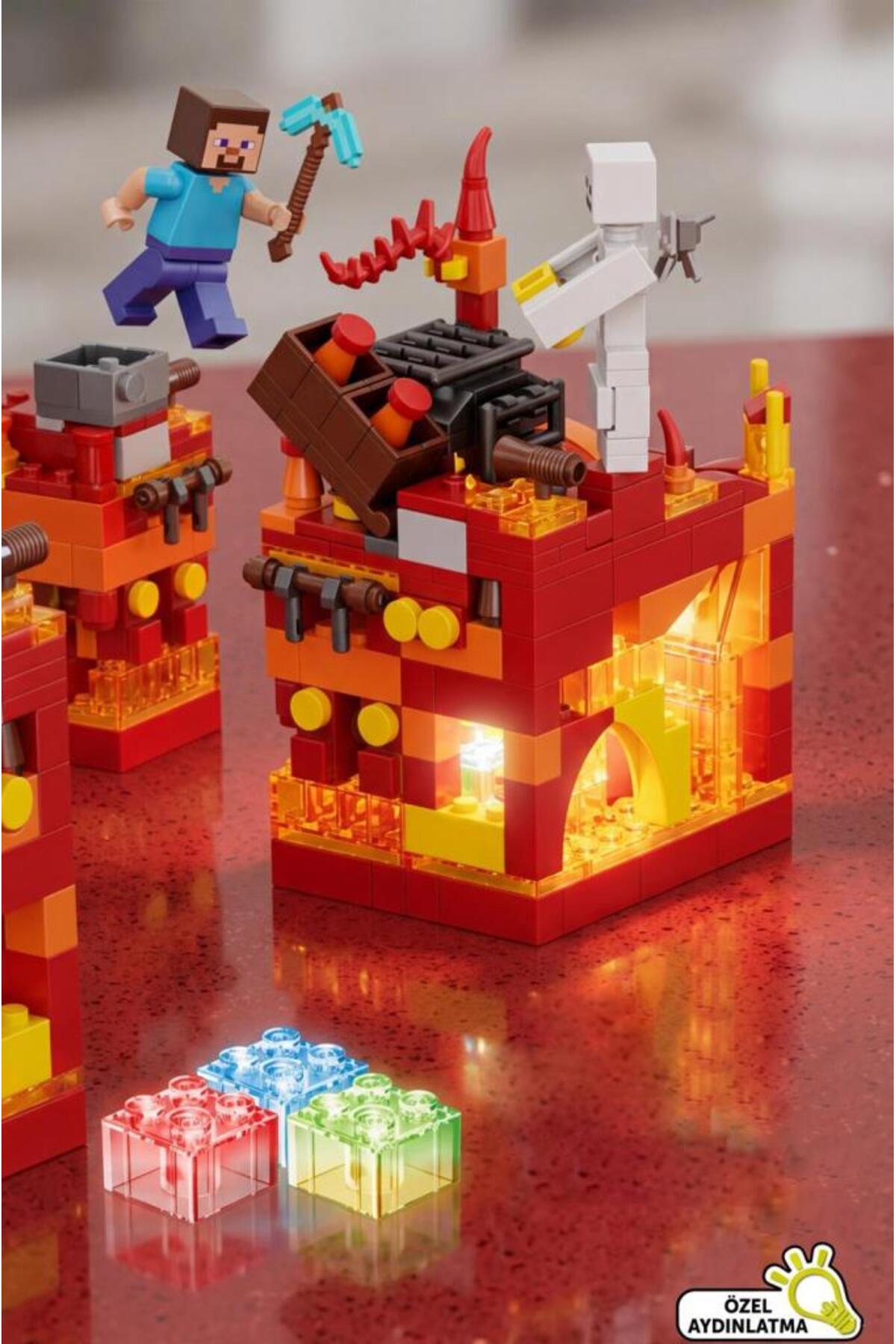 Tıfıl Toys Renkli Işıklı Minecraft Temalı Lav Mağara Seti 330 Parçalı Bloklu Eğitici Yapı Oyuncak fotoğrafı 3 (önizleme)