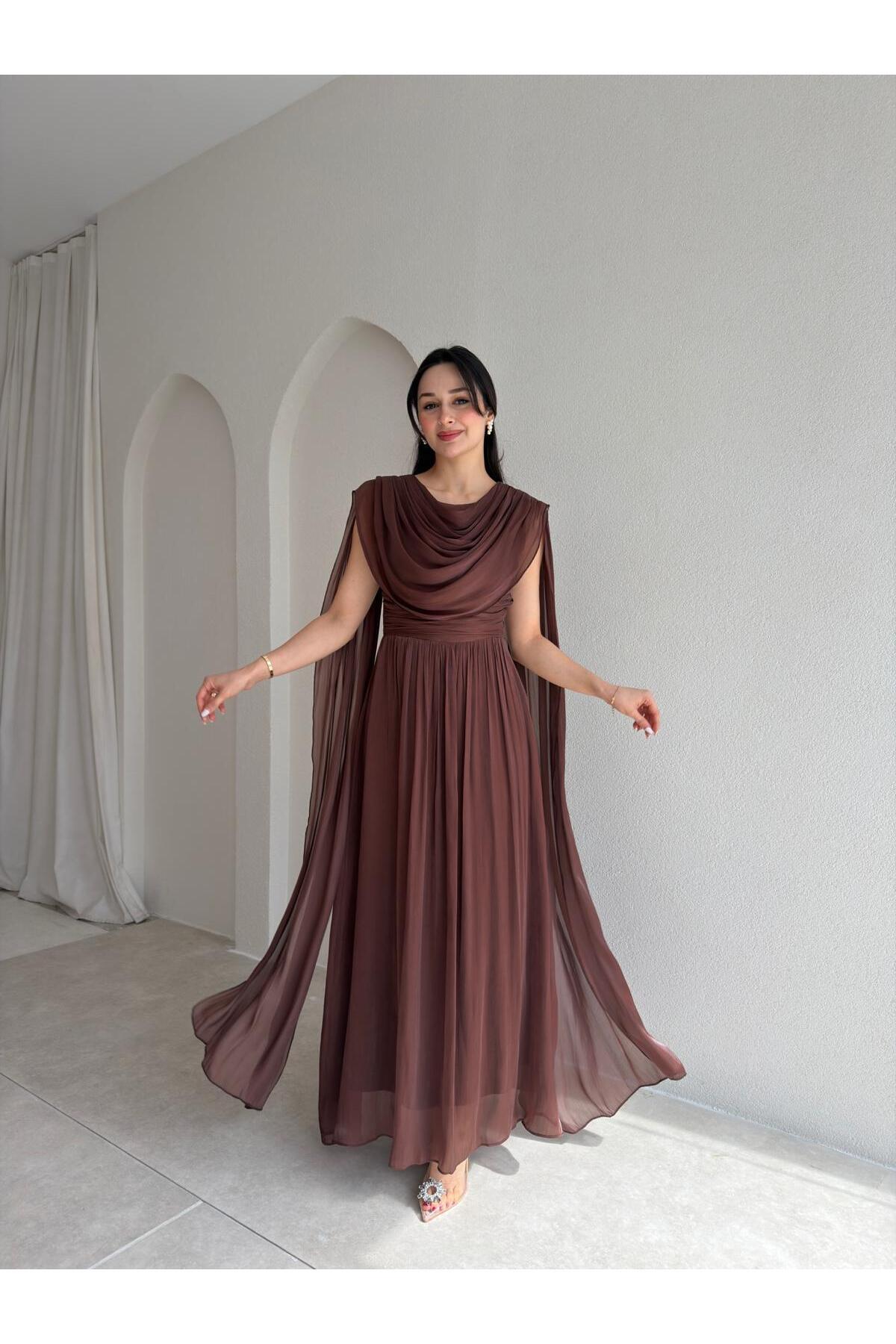 Mooi Butik ZUZANNA Maxi Elbise 9069 - Acı Kahve - Fiyatı, Yorumları