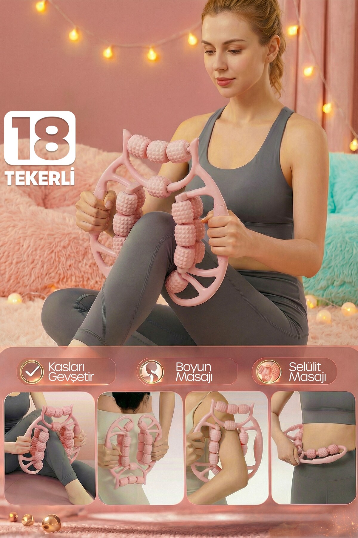 Telvesse Kas Gevşetici Masaj Aleti 18 Tekerlekli Lenf Drenaj