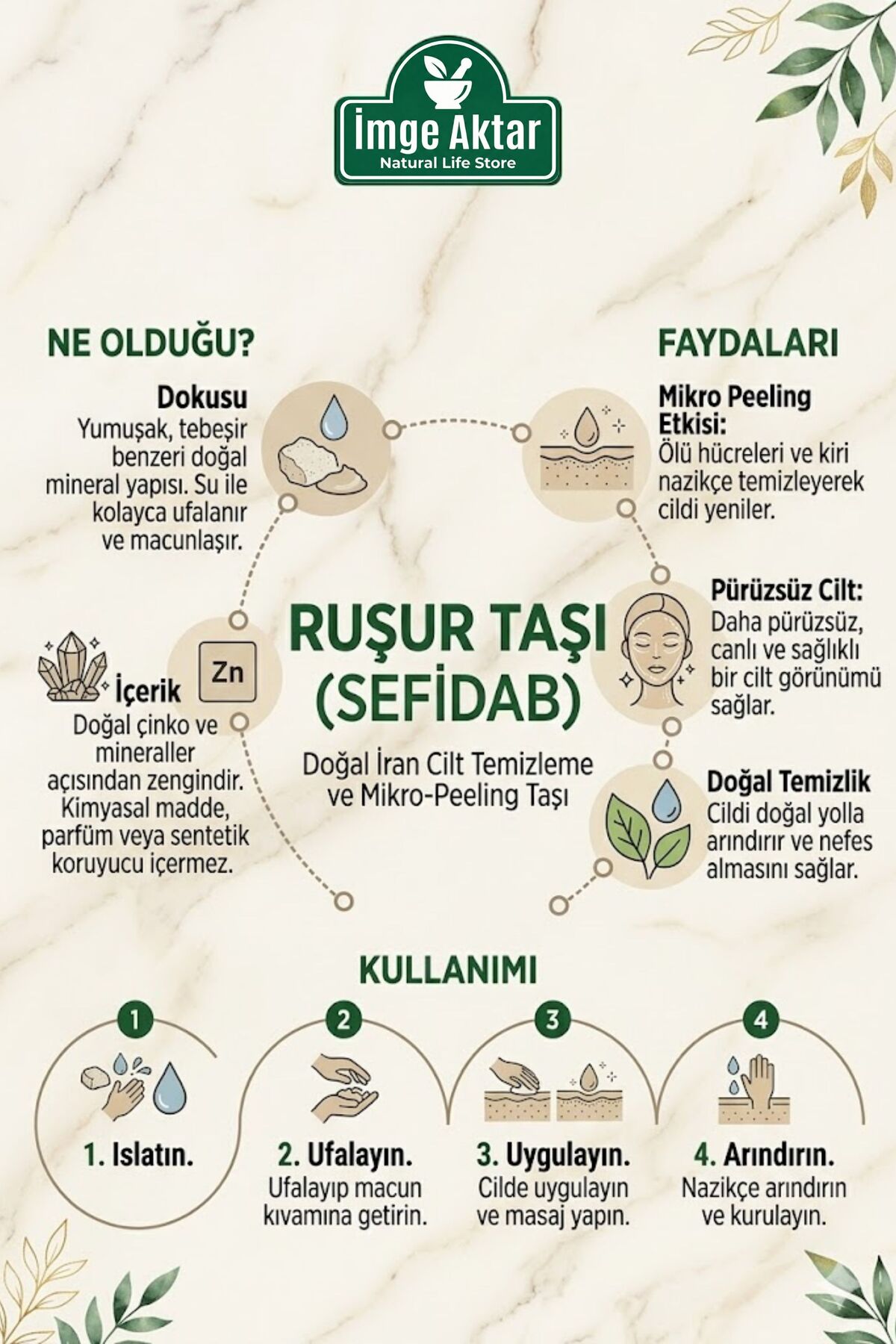 Orijinal Mühürlü Ruşur Taşı (Sefidab) 12 Adet Doğal Peeling — 5WME6047UU — تصویر 3 از 3