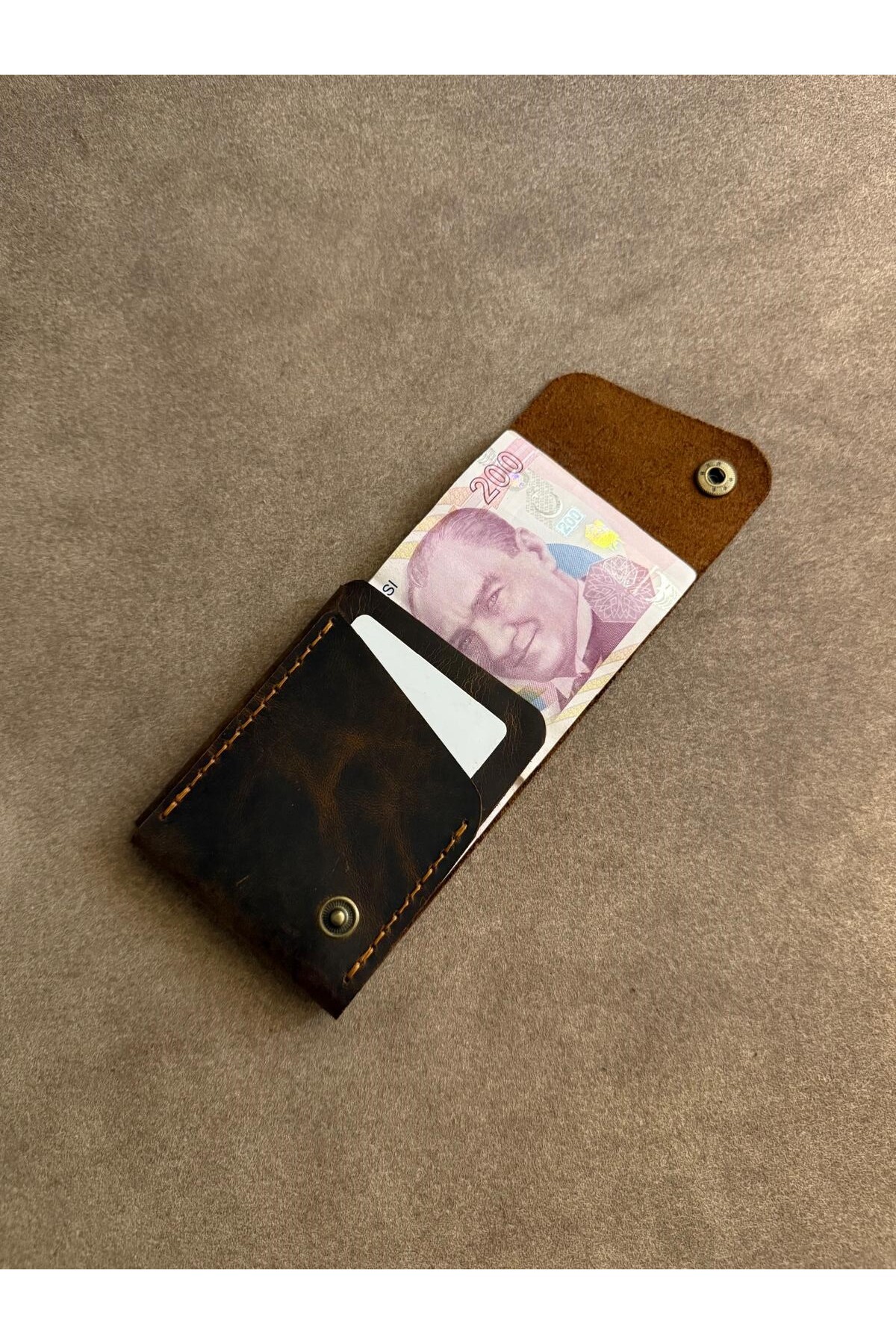 HATKA Leather Craft El Yapımı Hakiki Deri Cüzdan - Slim Fold K2