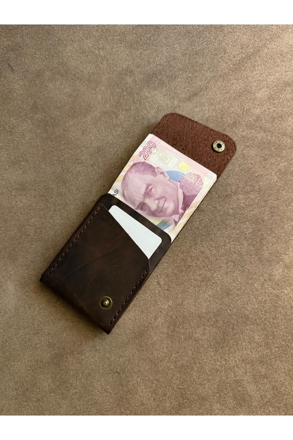 HATKA Leather Craft El Yapımı Hakiki Deri Cüzdan - Slim Fold K2 görsel 3