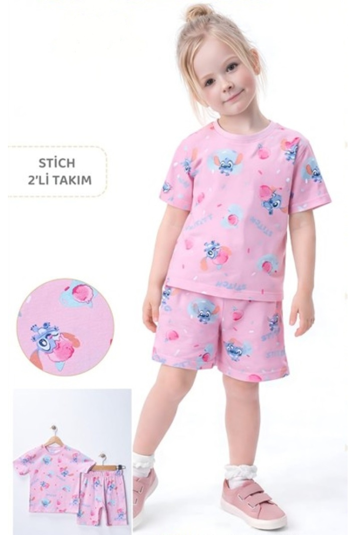 The Cloudish Shop Kız çocuk pijama takımı Stitch - dondurma desenli fotoğrafı 2 (önizleme)