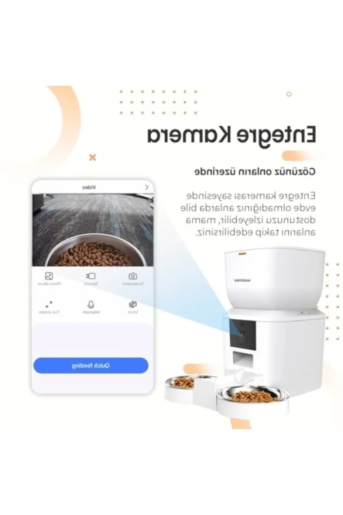 markentegra Dual Kameralı Akıllı Kedi Köpek Mama Kabı - 4lt Kapasite, Uzaktan Kontrol fotoğrafı 3 (önizleme)