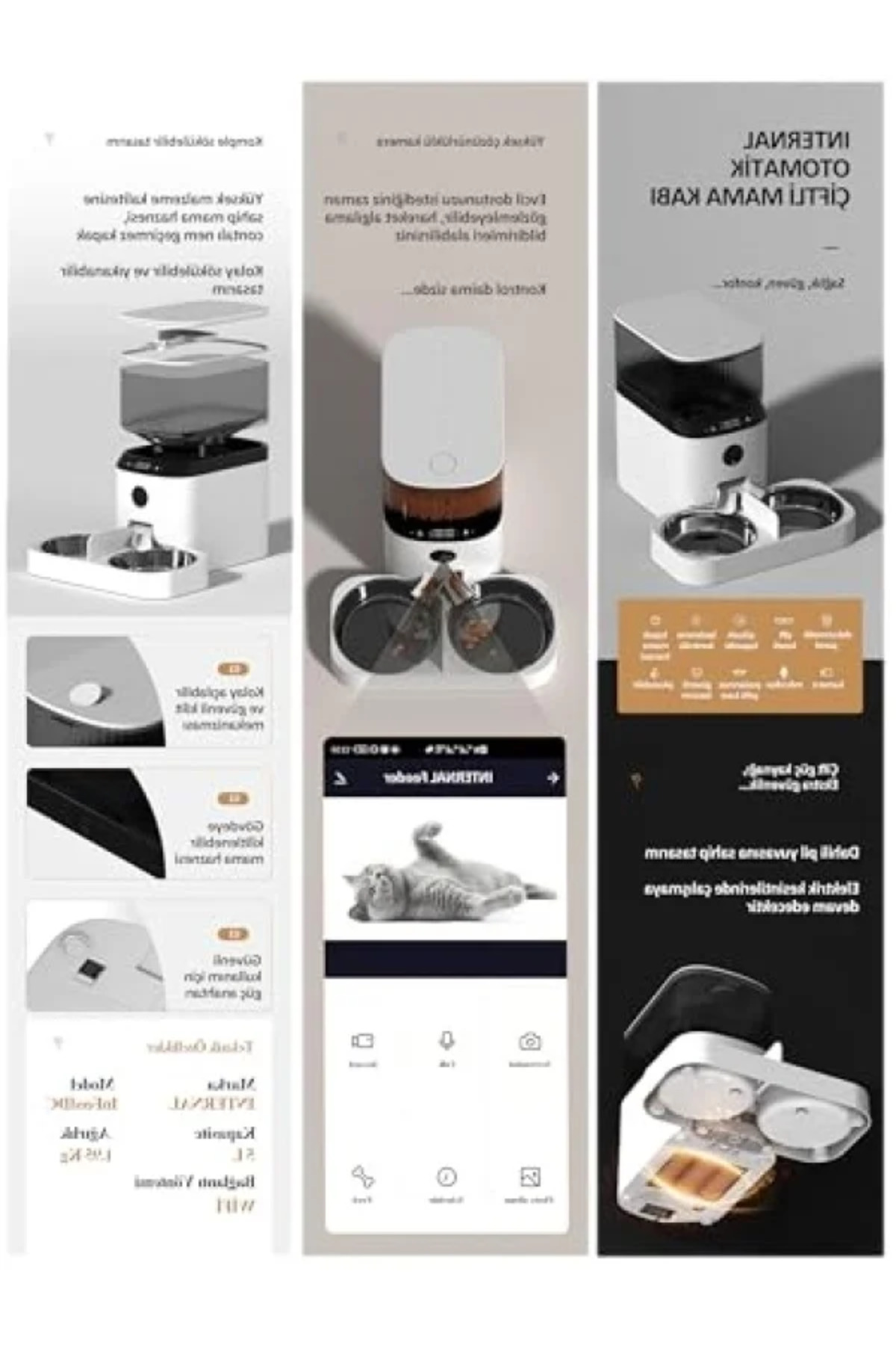 markentegra 5 Lt Hazne Kapasiteli, Wifi Uzaktan Kontrol ve Ses Kayıt Özellikli Otomatik Kedi Mama Kabı fotoğrafı 2 (önizleme)