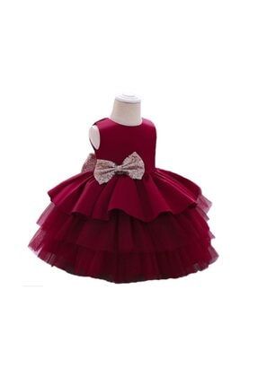 Kırmızı Kat Kat Tüllü Kurdelalı Elbise - Kat Kat Tül Elbise - Mini Elbise - Çocuk Elbisesi kirkatikur01