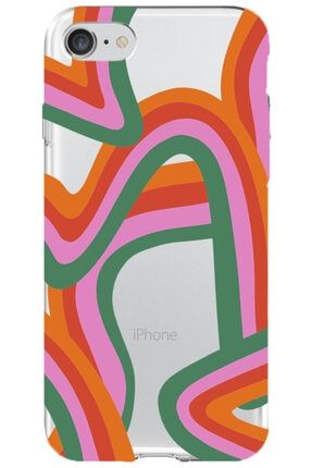 Iphone Se 2020 Uyumlu Şeffaf Renkli Tasarım - 2 Desenli Telefon Kılıfı IPSE-249