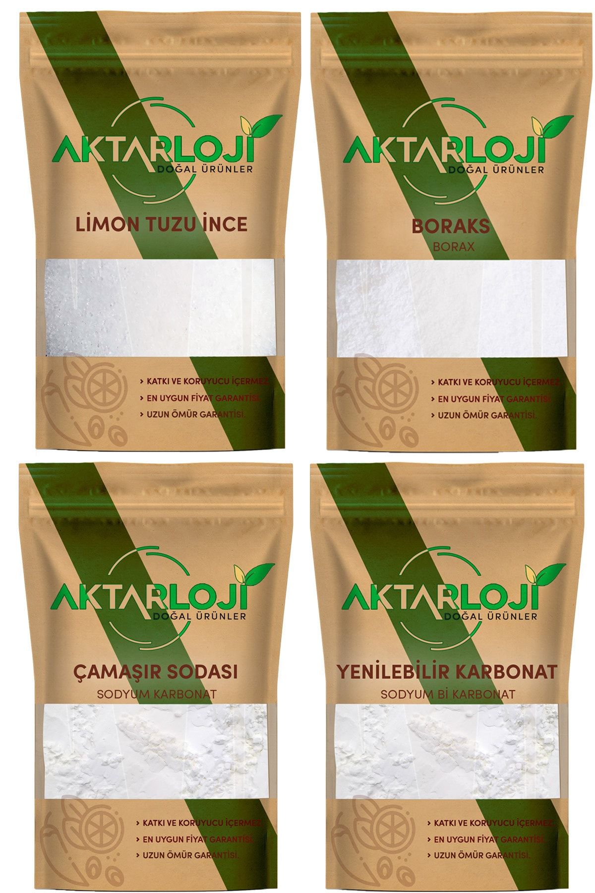aktarloji Boraks 1 Kg + Çamaşır Sodası 1 Kg + Karbonat 1 Kg + 100 Gr Limon Tuzu Doğal Temizlik