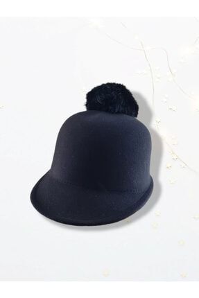 Siyah Ponponlu Çocuk Binici Şapkası 654