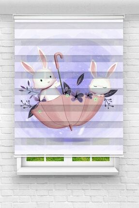 Brillant Şemsiyeli Tavşanlar Baskılı Bebek - Çocuk Odası Zebra Perde upd-356