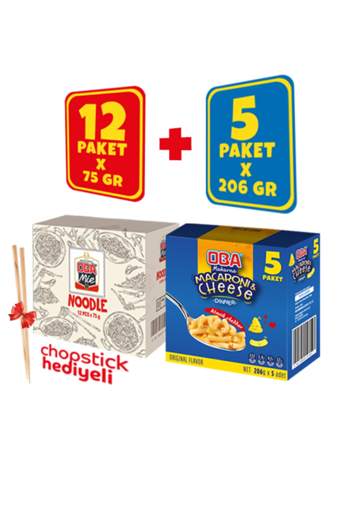5’li Macaroni And Cheese (MAC & CHEESE) 12'li Obamie Noodle Karma Paket