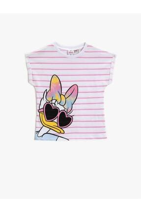 Kız Çocuk Ekru Çizgili Looney Tunes T-Shirt Lisansli Baskılı 1YKG17597AK