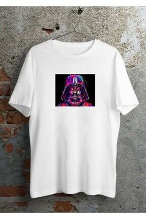 Unisex Darth Vader Colour Splash Beyaz Regular Fit T-shirt VDRSP01