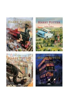 Harry Potter Serisi Ciltli Resimli Özel Baskılar 4 Kitap Set - Felsefe Taşı - Sırlar Odası - Ateş gençkitap98739498