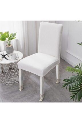 Likrali Sandalye Kılıfı/Örtüsü (Beyaz) Likra01