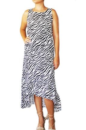 Çepli Zebra Desenli Kadın Elbise ALFA23