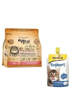 %70 Tahılsız Somonlu Ve Tavuklu Özel Tarif (2kg) Yavru Kedi Maması + Gimcat Yoghurt Kalsiyum yavrukalsiyum01